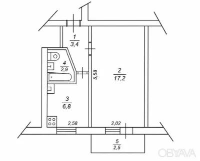 1-room apartment, 30.30 sq.m.