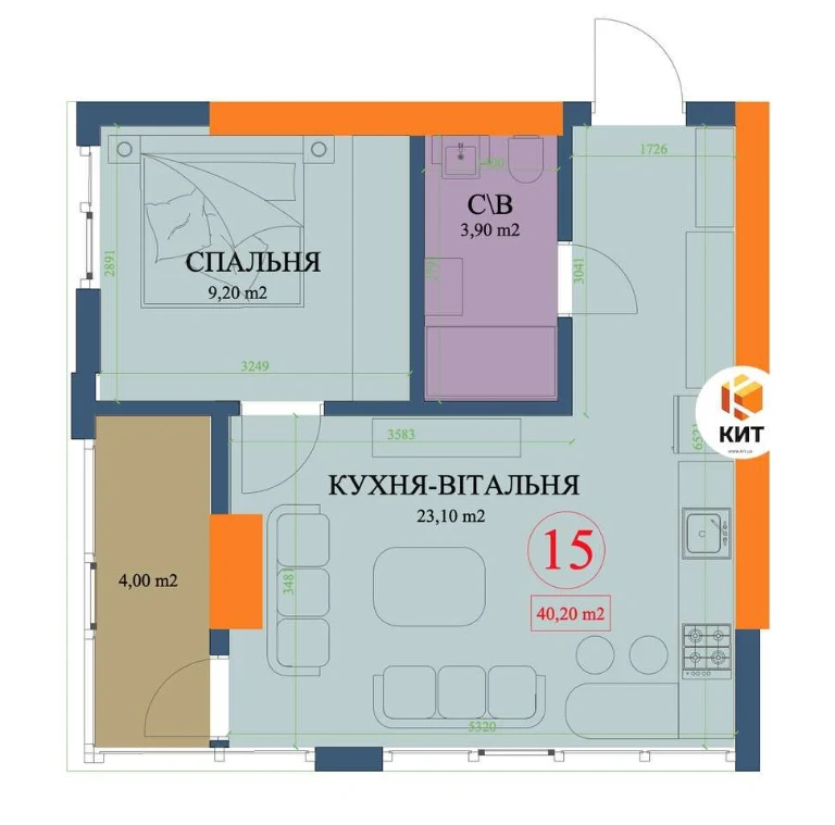 2к. 40м2, Центр (вул. Архітектора Бекетова, ЖК Куликовский)