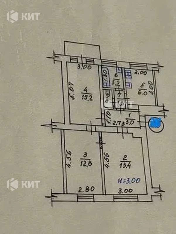 3-комнатная квартира, 57 м², Центр (Каплуновский пер., м. Архитектора Бекетова)