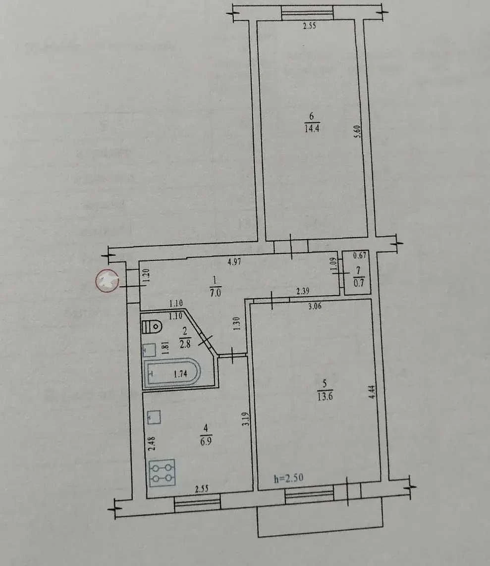 Продаж 2-кімнатна квартира, 3/5 поверхів. Роздільні кімнати. Алмазний