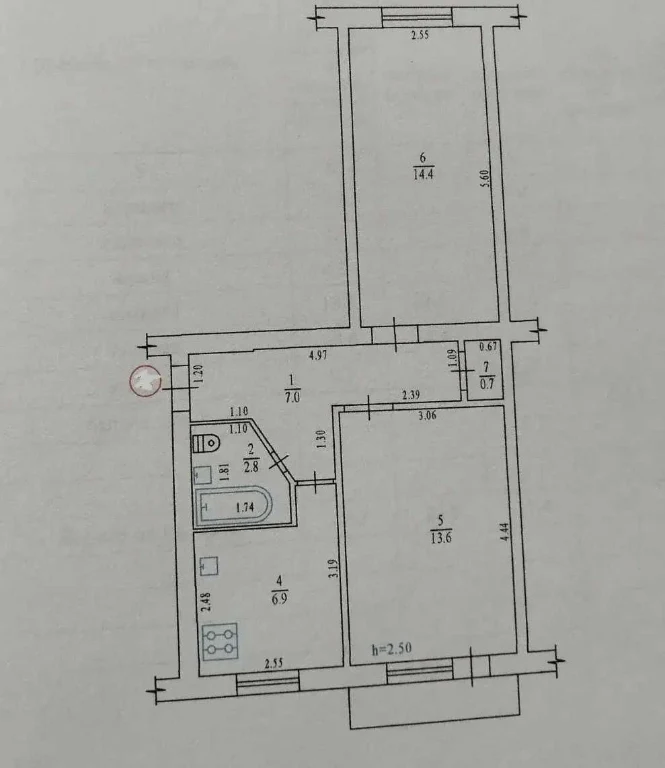 Selling 2-room apartment, 3rd floor. Separate rooms. Diamond