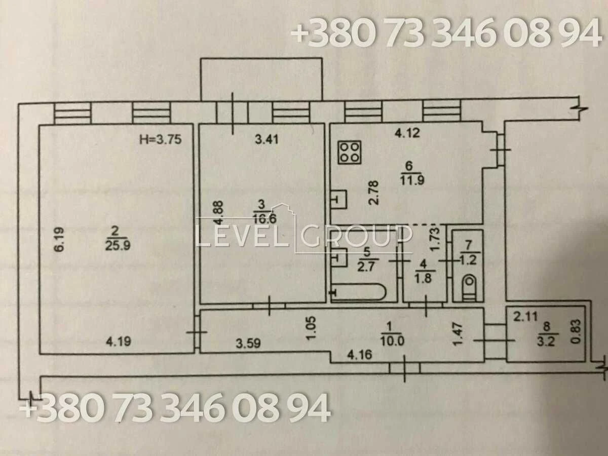 2 кімнатна 80м.кв. вул Велика Васильківська вул. (Червоноарм
