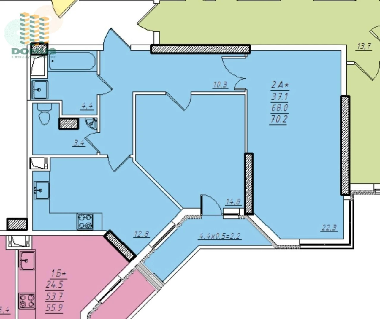For Sale: 2-room apartment in the Romanovsky residential complex! Street Procenko, 50. With renovation.