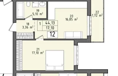Apartment for sale, 44 m2