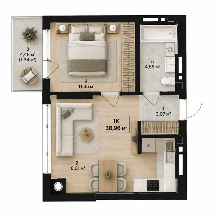1-room apartment for rent