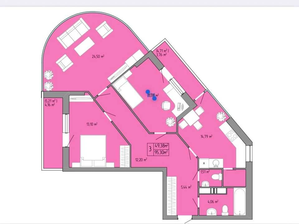 3-room apartment. Kovalevsky Uzviz, Odesa