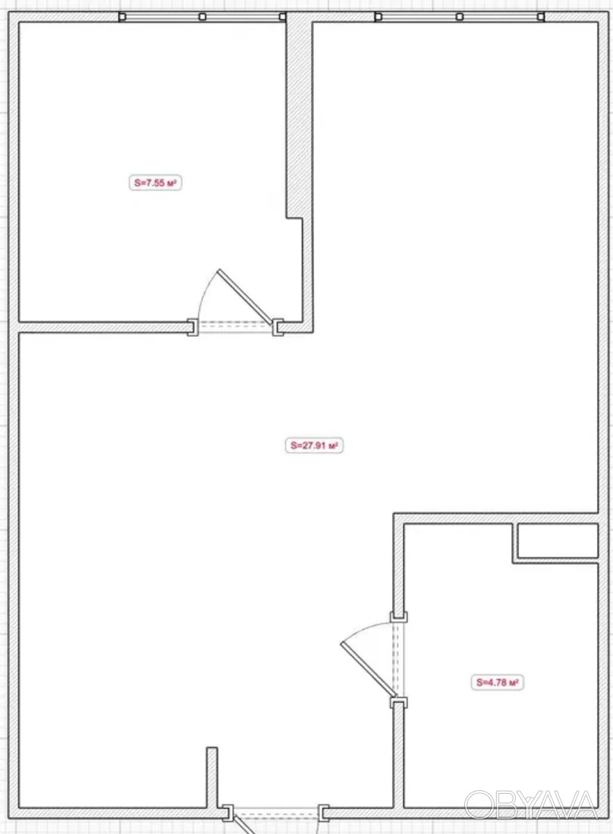 1-bedroom apartment, 41.6 sq.m