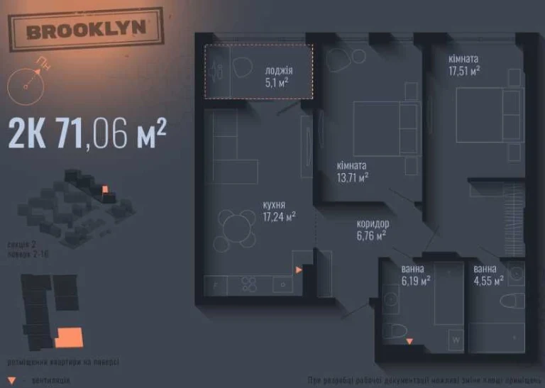 Продажа двухкомнатной квартиры в ЖК Brooklyn