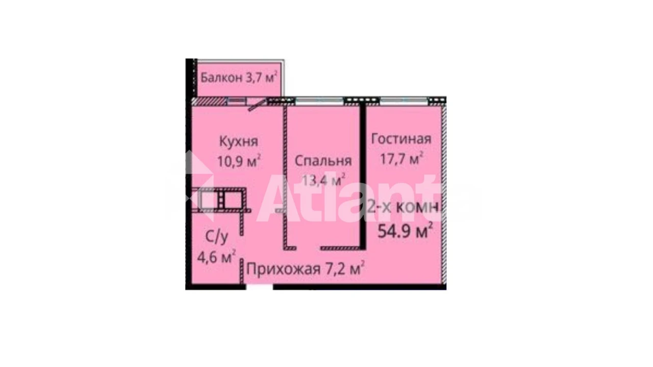 2-room apartment in the "Mikhailovsky Gorodok" residential complex