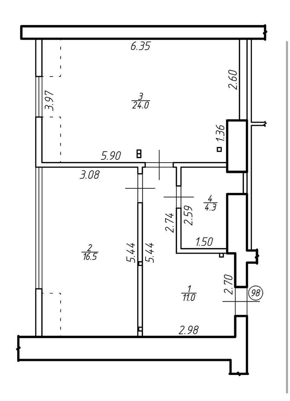 For sale, spacious 1-bedroom apartment. All finishing works completed.