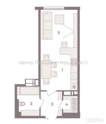 1-комнатная квартира, 34.29 м.кв.
