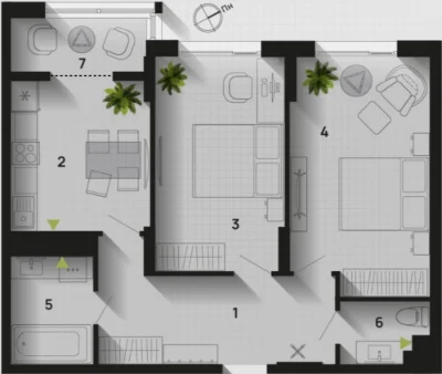 2-room apartment for rent, Park Alley residential complex