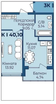 1-кім квартира на видовому поверху біля парку. 10 хвилин до
