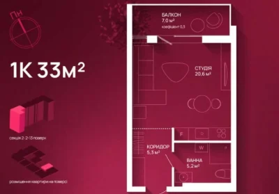 1 кімнатна квартира в центрі Франківська