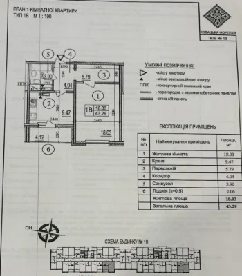 Продаж 1-кім кв., ЖК Патріотика, "Кодацька Фортеця", 43,29 м