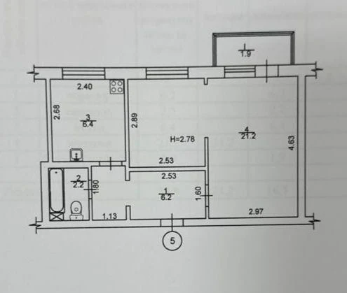 For Sale by Owner, NO Commission, 1-bedroom apartment, 38 sq m, 2nd floor, GAS