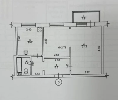 For Sale by Owner, NO Commission, 1-bedroom apartment, 38 sq m, 2nd floor, GAS