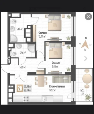2 room apartment in Шевchenkivsky District, Lviv, without commission