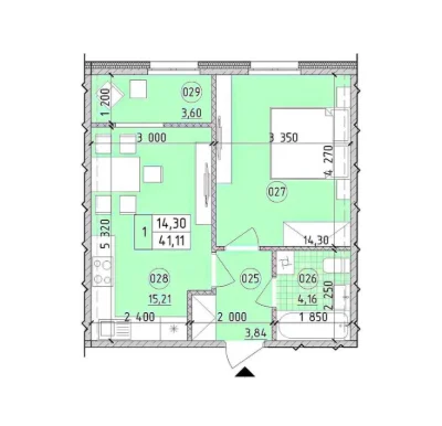 Продается однокомнатная квартира (42 м²) в Киеве, Голосеевский