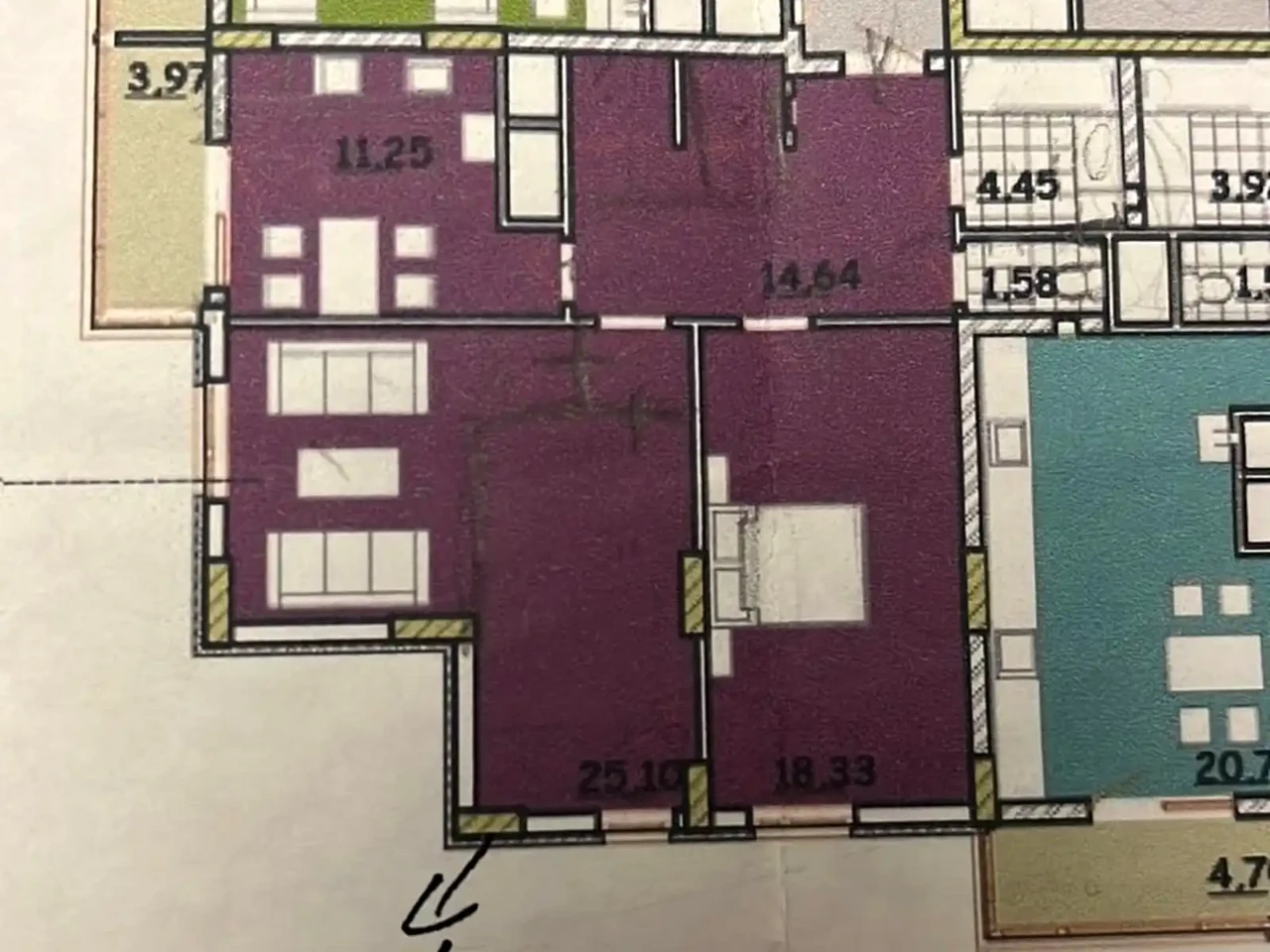 Sale of a 3-bedroom apartment, 79.2 sq m, 6th floor.