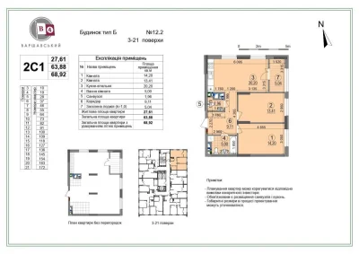 Продажа Переуступка 2-комнатная квартира Панорамная 68,9 м² в ЖК «В»