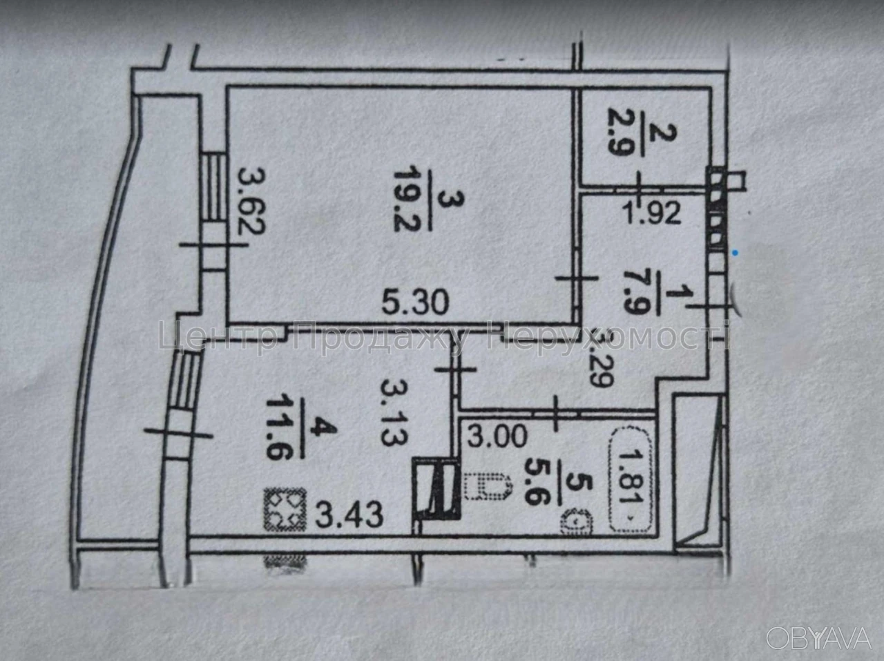Однокомнатная квартира, 52 квадратных метра