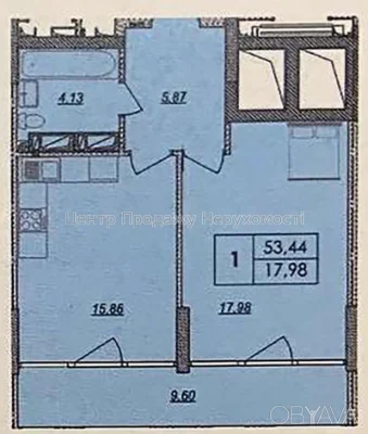 2-комнатная квартира, 53,44 м.кв.