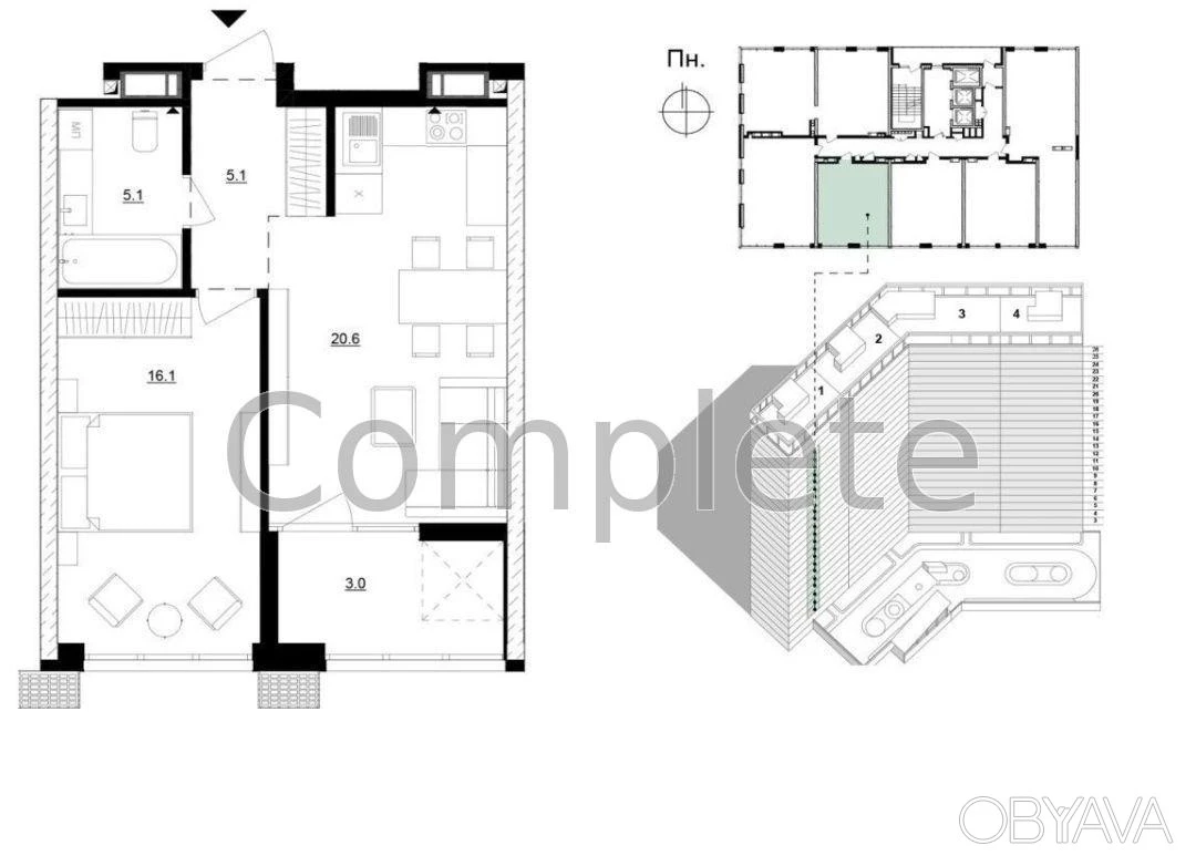 1-комнатная квартира, 50 м.кв.