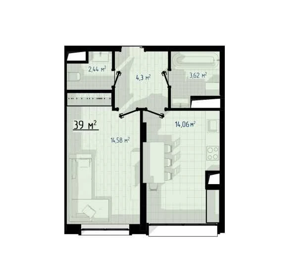 Ready 1-bedroom apartment, 3rd floor, gas heating. Urgent!