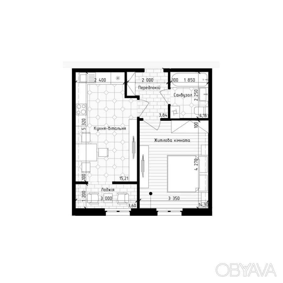 1-room apartment, 41.00 sq.m