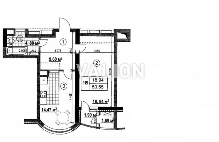 One-bedroom apartment for sale, Dniprovsky district, Sobornosti Avenue