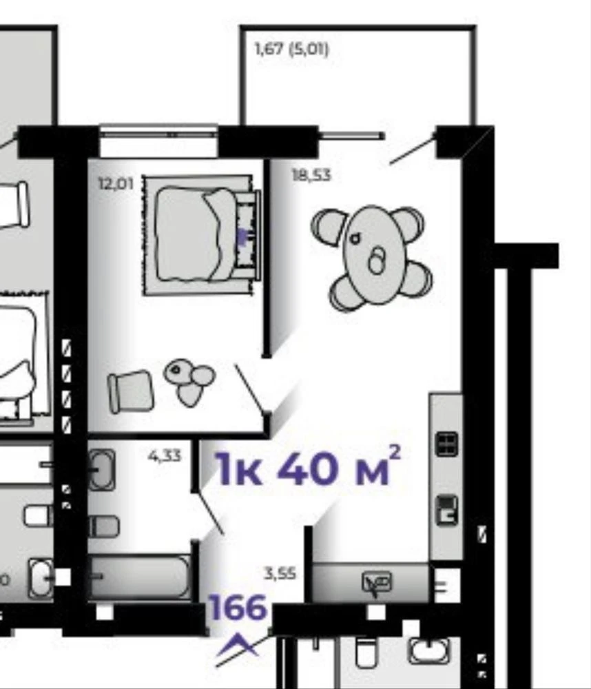 Sale of 1-bedroom apartment in residential complex "Prostir" | Residential building "VAMBUD"