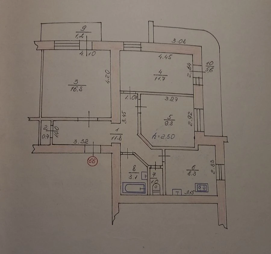 For sale, 3-room apartment 69.5m2 from owners, brick