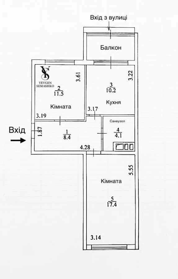 Продається двокімнатна квартира (56 м²) у Києві, Святошинський район