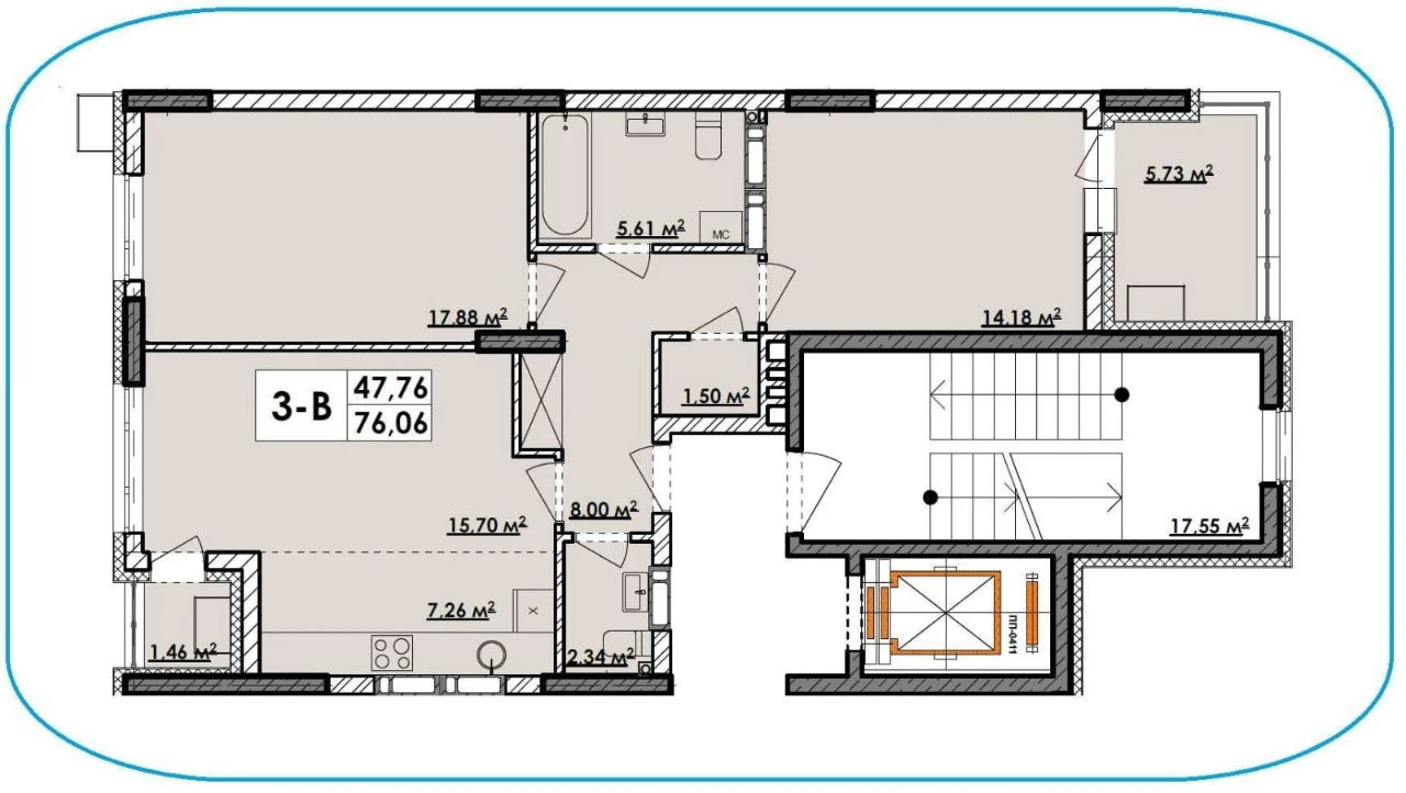 Продаж 3-кімнатної квартири 76 м² у Пущі-Водиці, вул. Квітки Ці