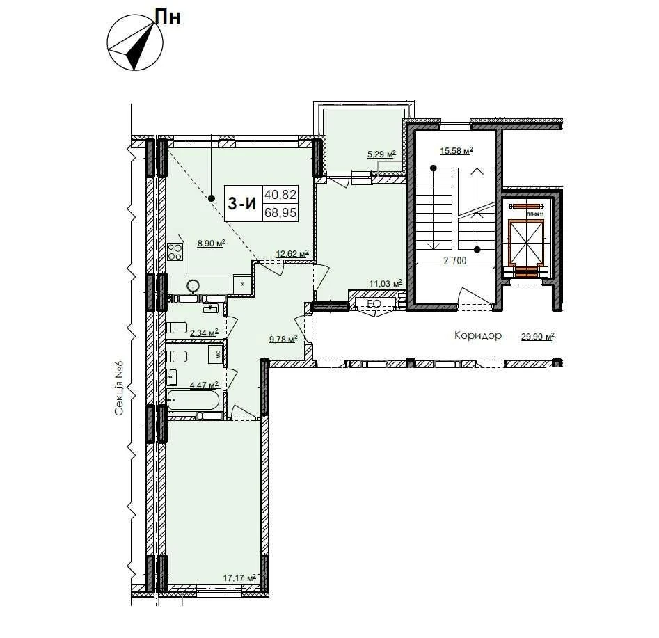 Sale of a 3-room apartment 69 sq m in Pushcha-Voditsa, Kvitka Tsishyk st. 32