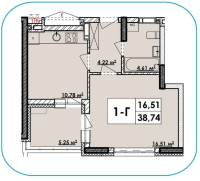 Продаж 1-кімнатної квартири 39 м² у Пущі-Водиці, вул. Квітки Ці
