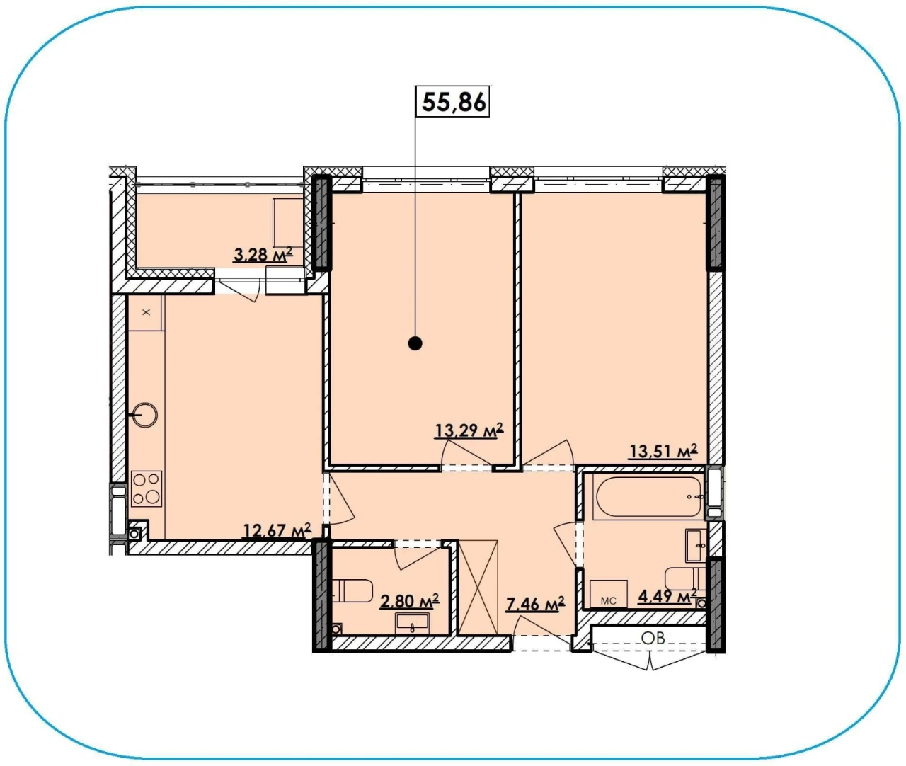 Продаж 2-кімнатної квартири 55 м² в Пущі-Водиці, вул. Квітки Ці