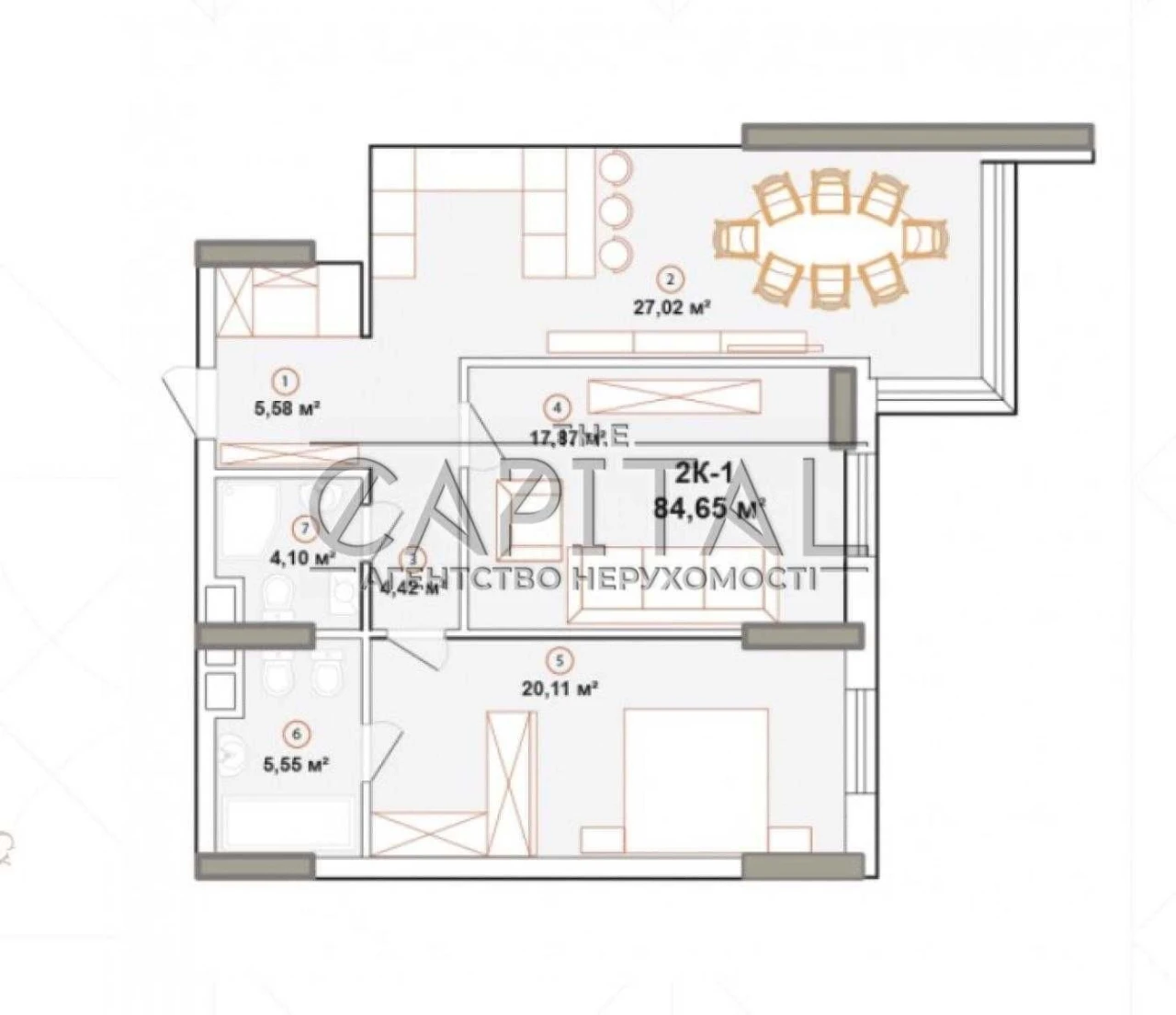 Sale of a two-bedroom apartment, 5th floor, Pecersk, Edelweiss
