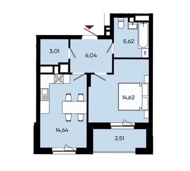 Apartment in River City | 1-bedroom, 46.5 sq m | 5th floor | wardrobe