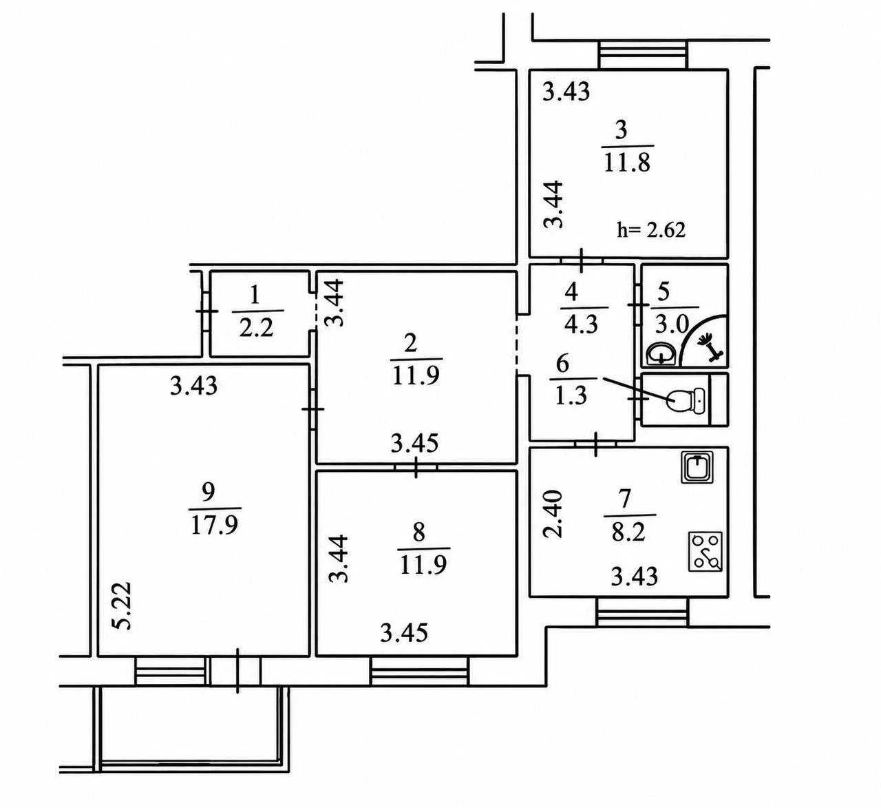Sale of a 3-room apartment, street Efremova, 19. Metro Akadem