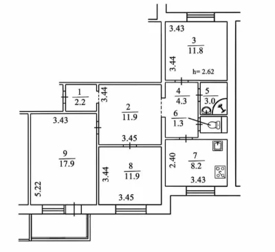 Sale of a 3-room apartment, street Efremova, 19. Metro Akadem