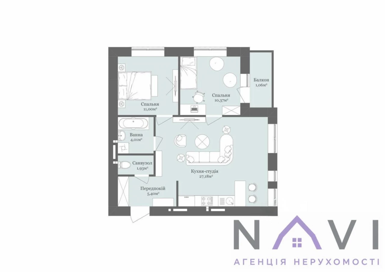 Sale of a 2-bedroom apartment | West Towers residential complex