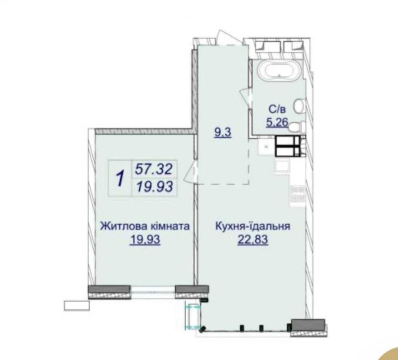 Spacious 1-bedroom apartment with a great view in the Novopecherski Lipki residential complex