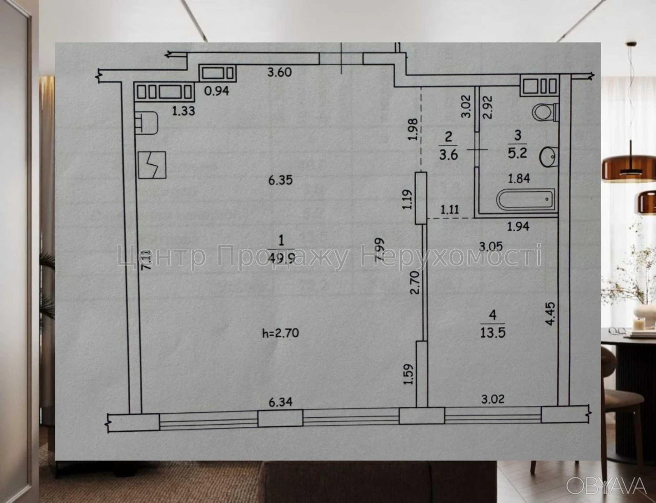 2-комнатная квартира, 72.2 м.кв.