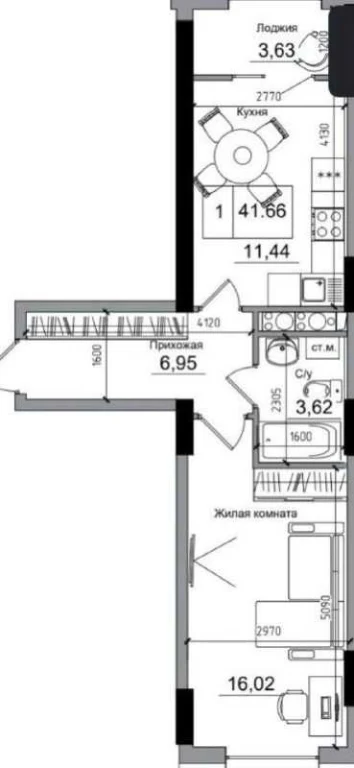 One-bedroom apartment for sale in Khadzhibei district