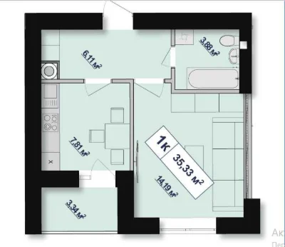 1-room apartment! Great price! Near the city lake