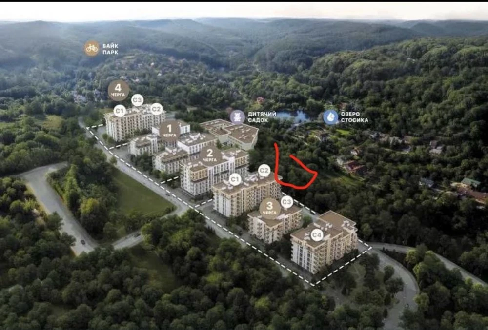 Plot in Lviv - 4 sot for residential construction. Flat. Lake