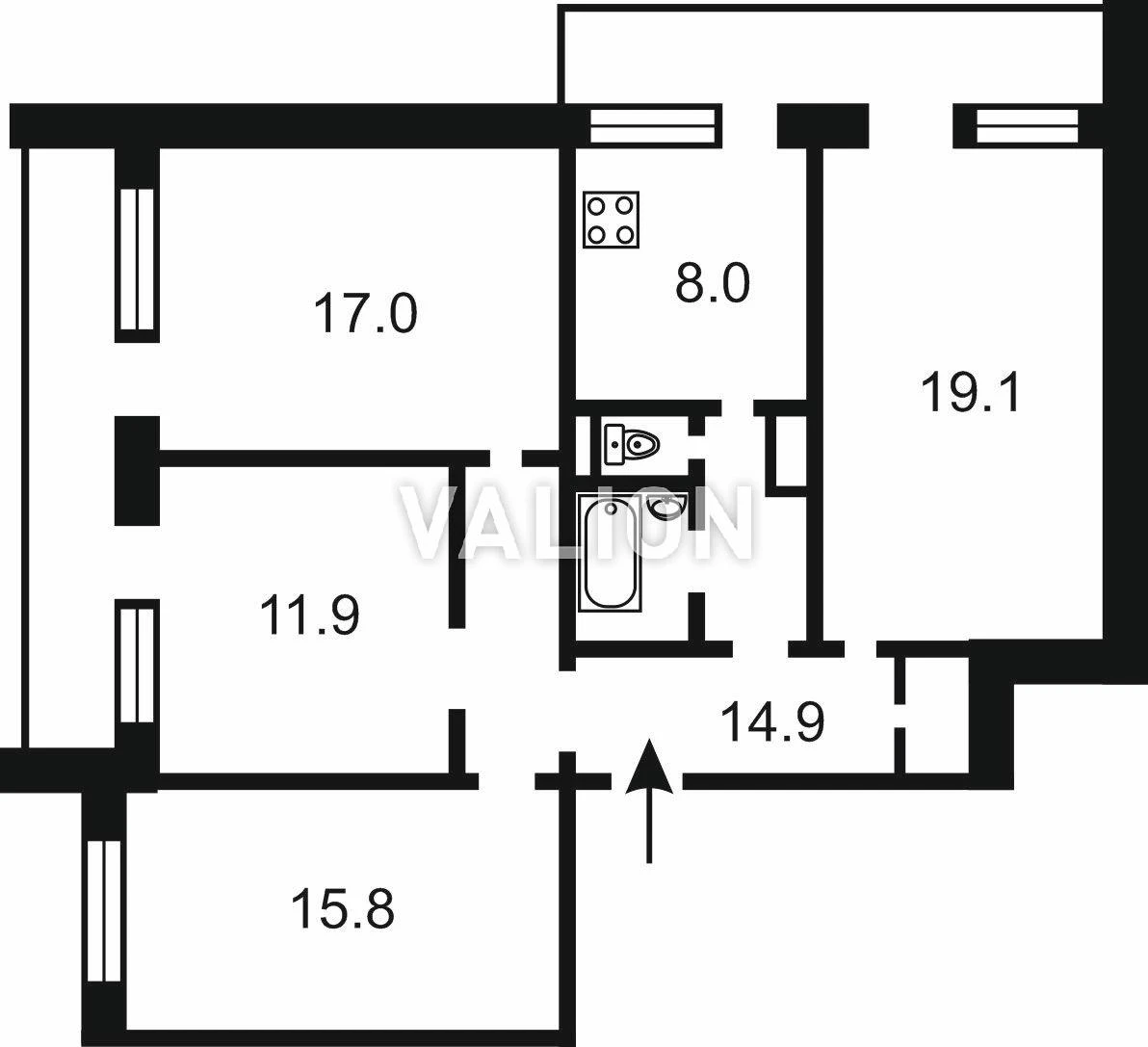 4-room apartment for sale at 5 Bratstva Tarasivtsiv St. Without