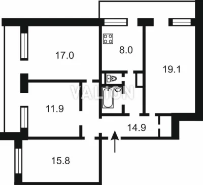 4-room apartment for sale at 5 Bratstva Tarasivtsiv St. Without
